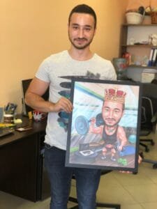 персонализирана карикатура за фитнесджия за подарък