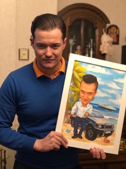 дигитално рисувана карикатура подарък за мъж