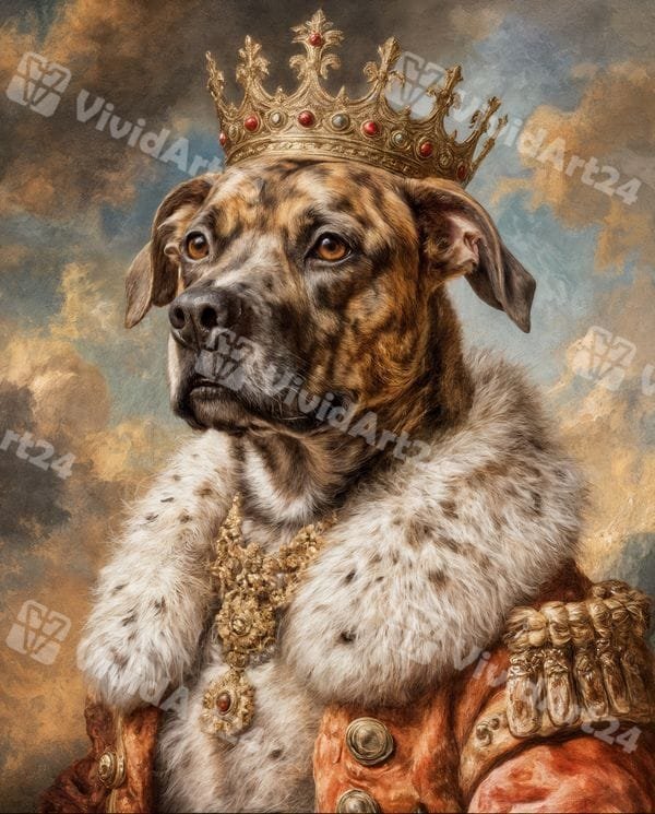 portret-kralski-kuchence-korona-mantiya портрет на куче с кралска корона и хермелинова мантия