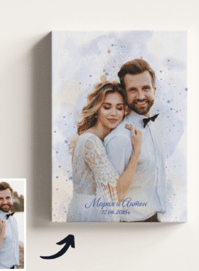 Акварелен Колаж от Съединени Снимки за Двойка