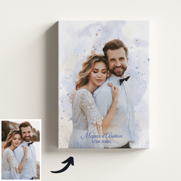 Акварелен Колаж от Съединени Снимки за Двойка