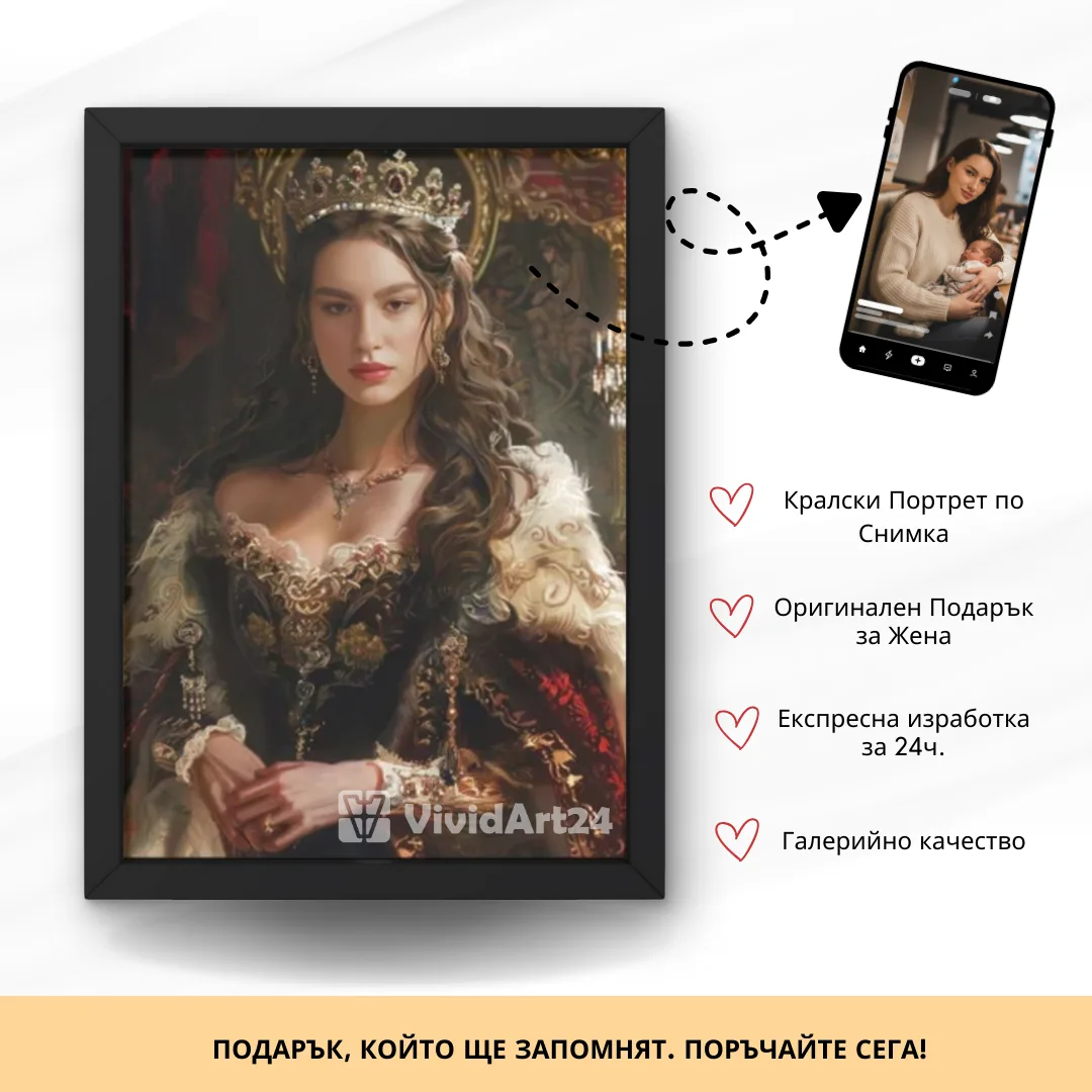 Кралски Портрет на Жена в Златиста Рокля - Image 1