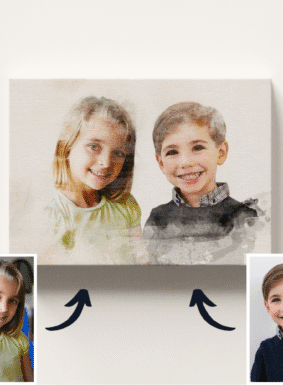 Акварелен Колаж от Съединени Снимки на Деца