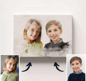 Акварелен Колаж от Съединени Снимки на Деца