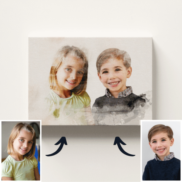 Акварелен Колаж от Съединени Снимки на Деца