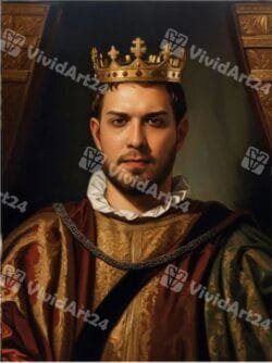 мъжки портрет на канава като крал