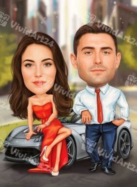 Карикатура за Двойка с кола