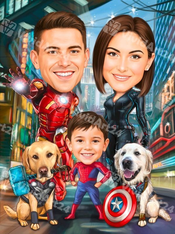 semeina-karikatura-na-supergeroi Семейна карикатура като Супергерои