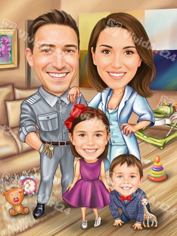 semeina-karikatura-s-dve-deca Семейна карикатура с две деца