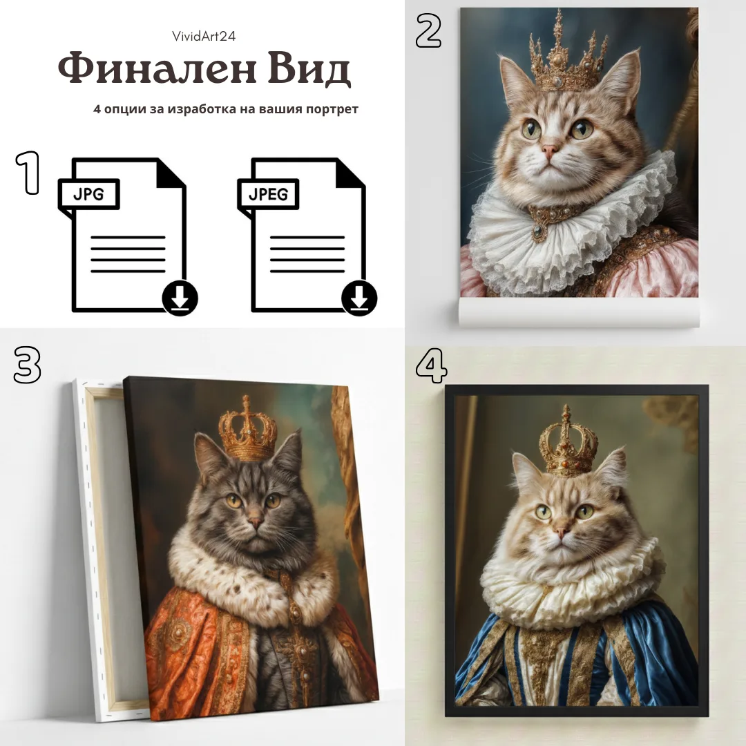 Котешки Портрет с Тюркоазена Рокля - Image 3